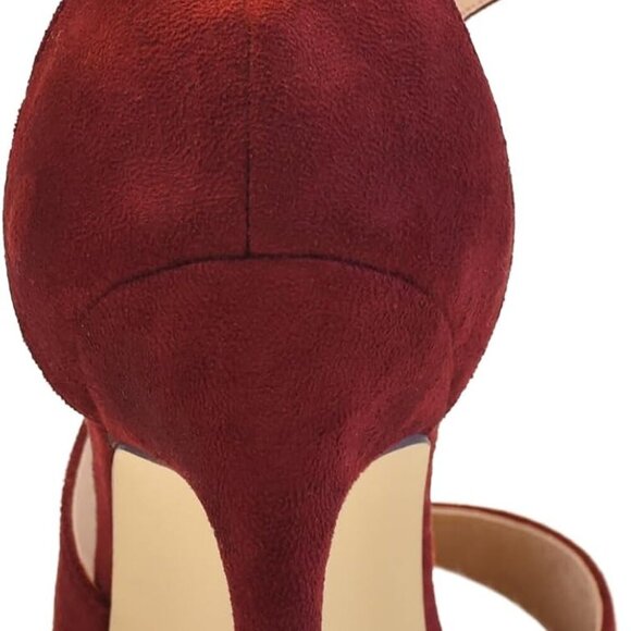 Women Sandals Suede 3.5 Inch Heels Peep Toe Strappy Wedding Dress Shoes - Picture 8 of 9